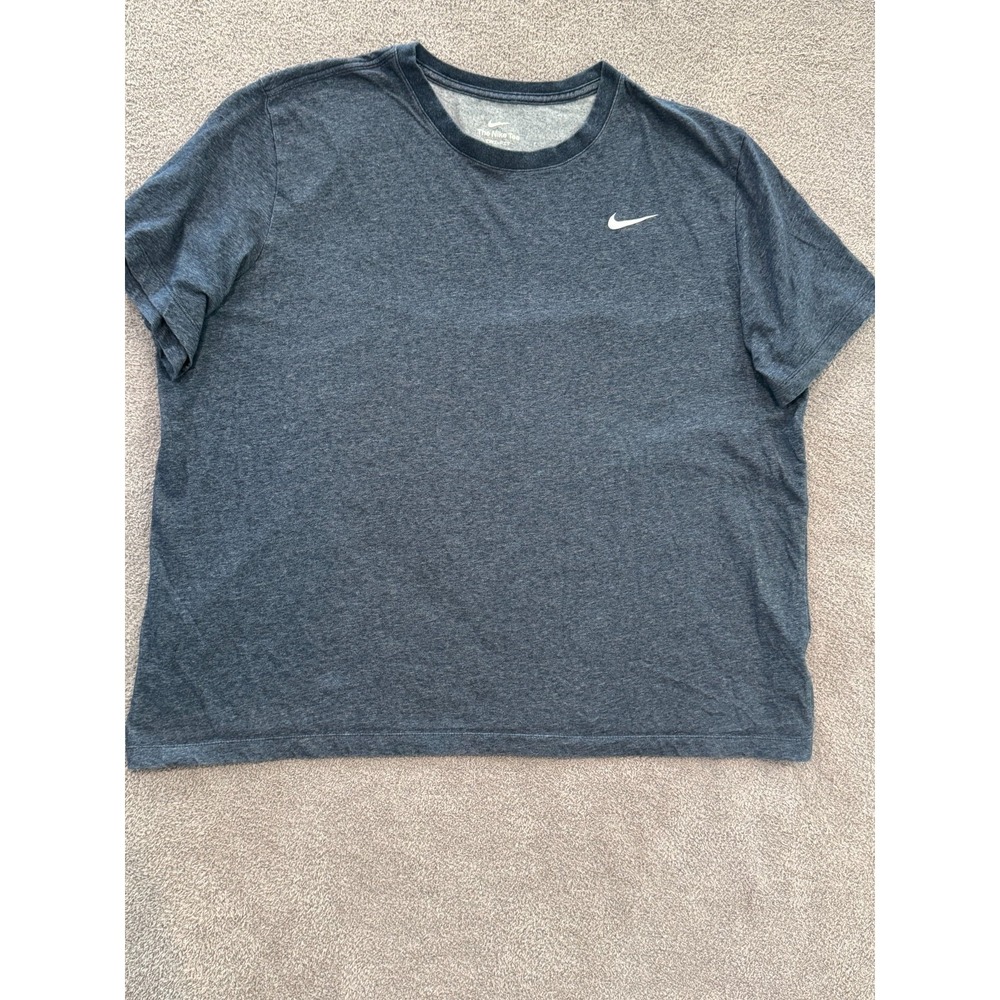 Nike Dri-FIT The Nike Tee XXL Heather Navy Blue Logo Shirt Moisture Wicking Top